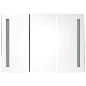 Berkfield LED Bathroom Mirror Cabinet 89x14x62 cm Shining White