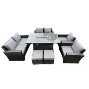 Midlands 8 Seater Rattan  Garden Furniture Set With Fire Pit