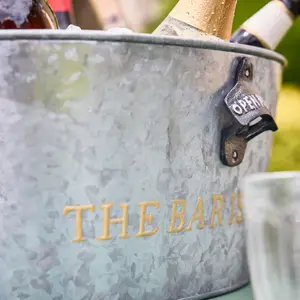 The Bar Is Open' Gold and Zinc Celebration Party Champagne Wine Ice Bucket