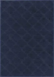 Ivy Washable Trellis Design Anti Slip Doormats Navy 50x80 cm