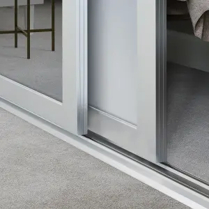 Panel Shaker With 1 mirror door White 3 door Sliding Wardrobe Door kit (H)2260mm (W)2136mm