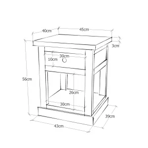 Tropea 1 Drawer Bedside Table Brass Drop Handle