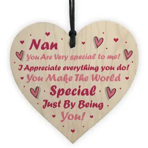 Red Ocean Novelty Wooden Heart Gift For Nan Mothers Day Birthday Gift For Nan Keepsake Gift For Her