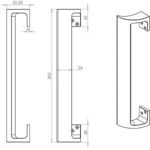 AFIT Satin Aluminium Cranked Pull Handles 300mm