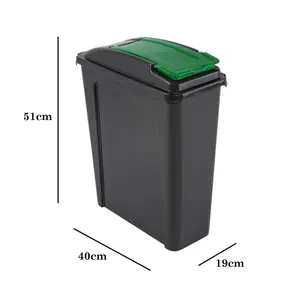 Green 25L Slimline Kitchen Bin Wham Recycling Rubbish Waste Dustbin Flip Top Lid