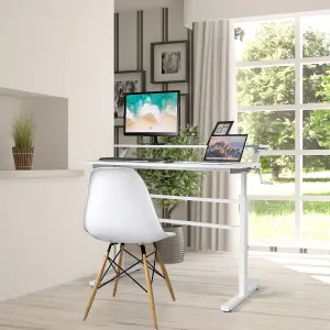 Costway 2-Tier Standing Computer Desk Sit to Stand Workstation Ergonomic Computer Table White