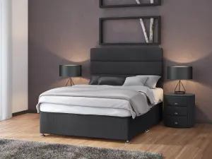 Neptune Spring Charcoal Linen 2 Drawer Divan Set And Headboard Small Double