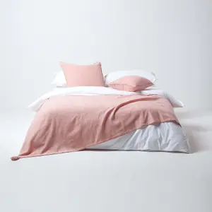 Homescapes Cotton Rajput Ribbed Pink Throw, 255 x 360 cm