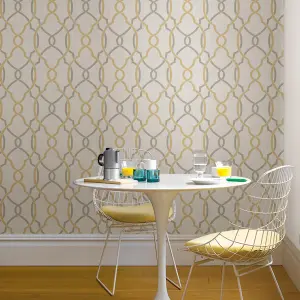 NuWallpaper NU1695 Sausalito Peel & Stick Wallpaper, Taupe & Yellow