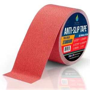 Non Slip Tape Roll Pro Standard Grade -Indoor/Outdoor Use by Slips Away - Red 100mm x 18m