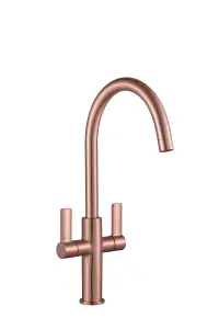 Francis Jeroni Swan Spout Two Handle Copper Mono Kitchen Mixer Tap