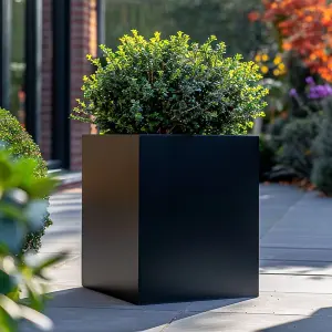 40cm Zinc Galvanised Matte Black Square Planter