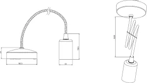 Luminosa 1.8m E27 Contemporary Pendant Set - Brushed Chrome 230V IP20 80W