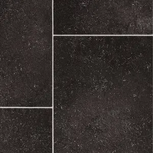 Black Modern Tile Effect Anti-Slip Vinyl Flooring for Home, Shops, Offices, 3.5mm Thick Vinyl Sheet-2m(6'6") X 2m(6'6")-4m²