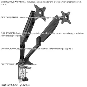 Ergonomic Dual Monitor Desk Mount Arm for 10-27 Inch Screens - 9KG Capacity