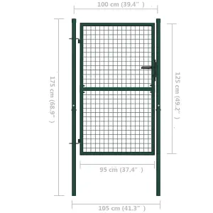 Berkfield Fence Gate Steel 100x125 cm Green