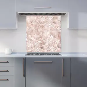 Polished Pale Pink Quartz Effect Premium Glass Kitchen Splashback W900mm x H650mm