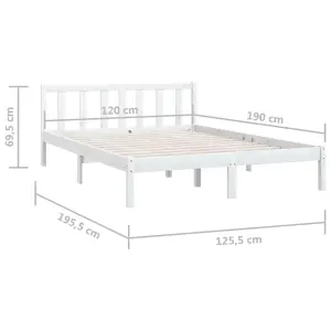 Berkfield Bed Frame White Solid Wood Pine 120x190 cm Small Double