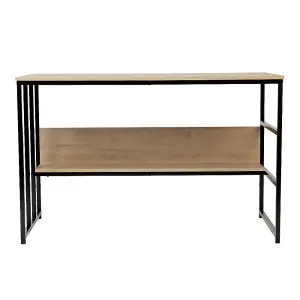 Modern Metal Framed Wooden Office Study Desk with Shelf