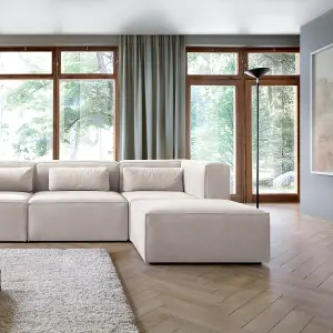 Doris Modular Corner Sofa in White Cord Chenille