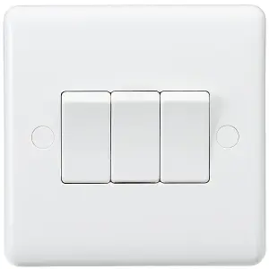 MLA Knightsbridge Curved Edge 10AX 3 Gang 2-Way Switch - CU4000