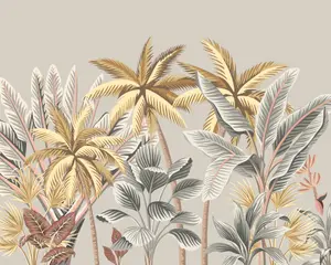 Origin Murals Tropical Palm Trees Grey Matt Smooth Paste the Wall 350cm wide x 280cm high