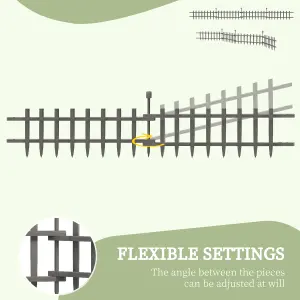 Outsunny Decorative Garden Fencing, Wooden Landscape Edging, Grey