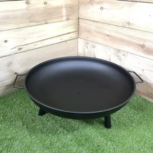 59cm / 23" Round Metal Fire Pit Basket Garden Patio Wood Solid Fuel Burner