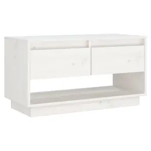 Berkfield TV Cabinet White 74x34x40 cm Solid Wood Pine