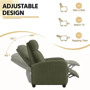 Yaheetech Dark Green Upholstered Recliner Chair with Pocket Spring