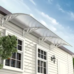 White Outdoor Window Front Door Canopy Outdoor Awning Rain Shelter W 270 cm x D 100 cm x H 28 cm