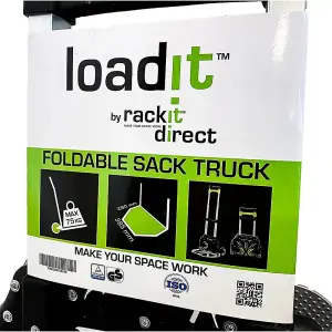 LoadIt 75kg Folding Trolley Sack Truck Barrow, Hand Truck, Moving Trolley on Wheels, Heavy Duty, Bungees, ISO 9001 & TUV GS