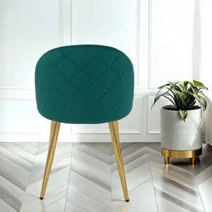 4x Velvoro Green Luxurious Velvet Dining Chairs With Gold Legs