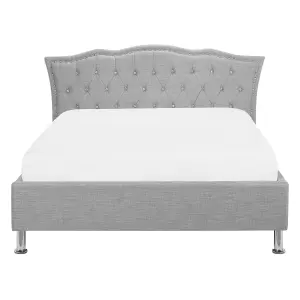 Fabric EU Double Size Ottoman Bed Grey METZ