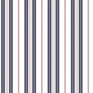 Galerie Deauville 2 Navy Blue Red White Two Colour Stripe Smooth Wallpaper