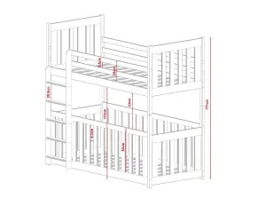 Cris Contemporary Pine Bunk Bed with Cot Bed in White (L)1980mm (H)1710mm (W)980mm