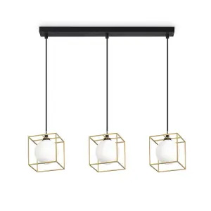 Luminosa Lingotto Decorative Triple Cube Wire Frame Pendant Brass Ant, G9