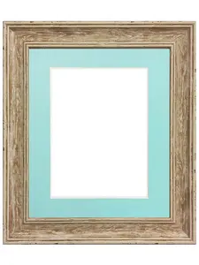 Scandi Distressed Wood Frame with Blue Mount for Image Size 40 x 30 CM