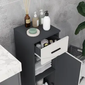 kleankin Bathroom Storage Cabinet, Slim Bathroom Cabinet with Soft Close Door