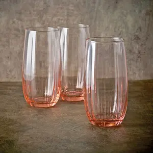 Queensway Home & Dining 500ml 6 Pcs Linka Pink Coloured Glassware Cup Tall Short Cocktail Tumblers Sets