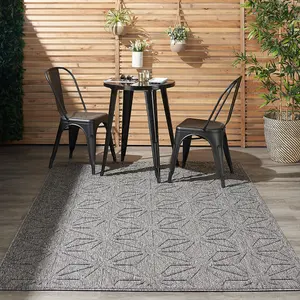 Grey Outdoor Rug, Abstract Optical/ (3D) Stain-Resistant Rug For Patio Decks , Modern Outdoor Area Rug-160cm X 221cm