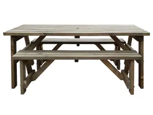 Victoria Space Saving Picnic Table Benches Set (4ft, Rustic brown)