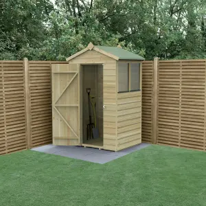 Forest Garden Beckwood 4x3 ft Apex Natural timber Wooden Shed with floor & 2 windows (Base included)