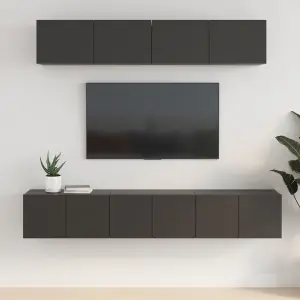 Berkfield 5 Piece TV Cabinet Set Black Engineered Wood