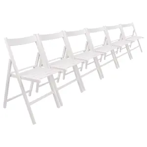 Harbour Housewares - Beech Folding Chairs - White - Pack of 6