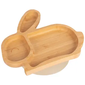 Tiny Dining Rabbit Bamboo Suction Plate - Beige