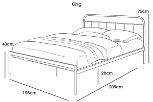 Bourton Modern Black Metal King Size Bed Frame 5ft