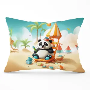 Panda On A Beach Holiday Cushions 33cm x 48cm