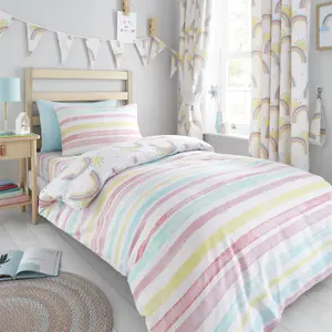 Rainbow and Sunshine Single Duvet Cover and Pillowcase Set