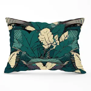 Green Beige Tropical Leaves Cushions 33cm x 48cm